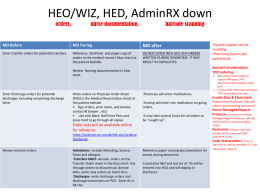 HEO/WIZ, HED, AdminRX down orders, nurse documentation