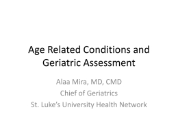 Geriatric Syndromes and Assessment Neurodegenerative Disease