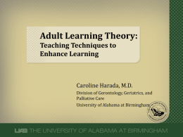 Adult Learning Theory and Teaching Techniques