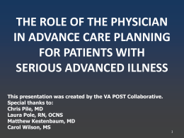 The role of the Primary Care provider in Advanced Care Planning