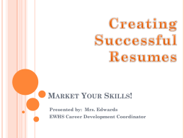 Market Your Skills! - East Wake High School Career Services