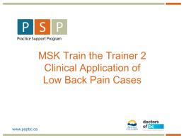 Clinical Application of Low Back Pain Cases