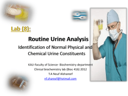 Routine Urine Analysis Identification of Normal Physical and