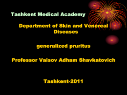 Tashkent Medical Academy Department of Skin and Venereal