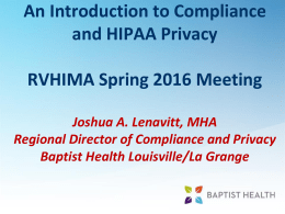 hipaa - Kentucky Health Information Management Association
