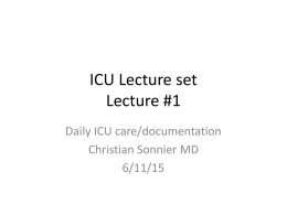 ICU Lecture set Lecture #1