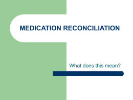 Medication Reconciliation Power Point Presentation