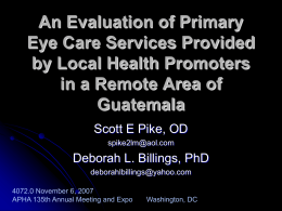 An Evaluation of Primary Eye Care Services Provided by Local