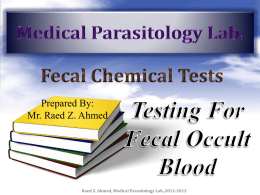 Chemical Tests- Fecal Occult Blood