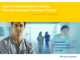 KP-Southern California Physicians Language Concordance Program