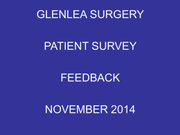 Patient Survey Results 2014 - Glenlea Surgery