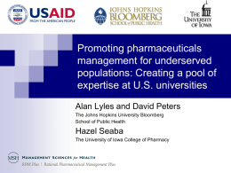 Promoting pharmaceutical management for underserved populations