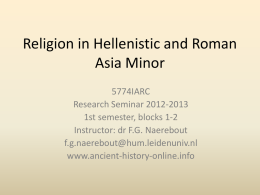 Religion in Hellenistic and Roman Asia Minor