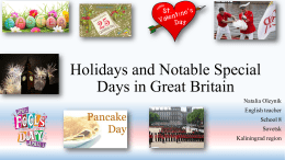 Holidays and Notable Special Days in Great Britain