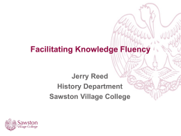 CASSA Workshop – Facilitating Knowledge Fluency – Jerry Reed