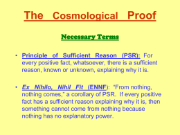 Cosmological Argument for Existence of God