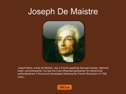 Joseph De Maistre Powerpoint