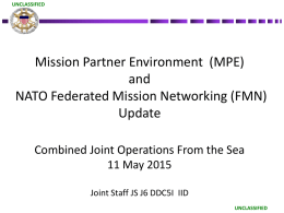 CJOS CEO - M2I2 MPE - FMN Status 11 May 2015