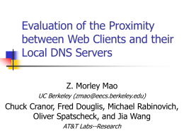 Evaluation of the Proximity betw Web Clients and their Local DNS