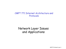 Network Layer Issues - SFU computer science