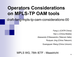 Operators Considerations on MPLS-TP OAM tools