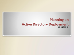 Planning an Active Directory Deployment