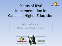 Status of IPv6 deployment in Canadian Higher Education