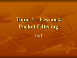 Topic 2 – Lesson 4 Packet Filtering