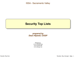 Security Top Lists - ISSA