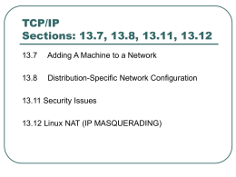 TCP/IP Sections: 13.7, 13.8, 13.11, 13.12