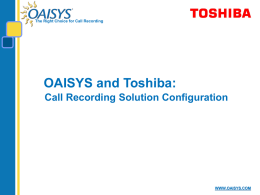 Toshiba Call Recording Solution Configuration PowerPoint