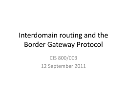 Interdomain routing and the Border Gateway Protocol