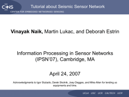 Tutorial about Seismic Sensor Network