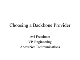 Choosing a Backbone Provider