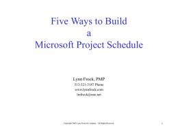 Microsoft Project 98 Schedule Analysis / Troubleshooting