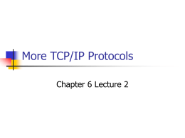 More TCP/IP Protocols - York Technical College