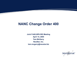 NANC Change Orders 399 and 400