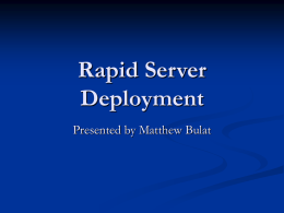 Rapid Server Deployment - Australian Computer Society