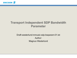 Transport Independent SDP Bandwidth Parameter