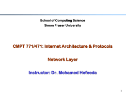 CMPT 880: Internet Architectures and Protocols