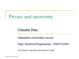 Anonymity and Privacy in Electronic Services