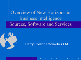 Overview of New Horizons in Business Intelligence: Sources