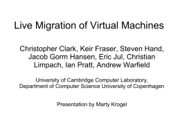 Live Migration of Virtual Machines