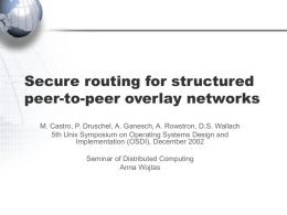 Secure routing for structured peer-to