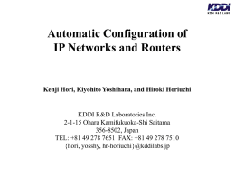 Automatic Configuration of IP Networks and Routers