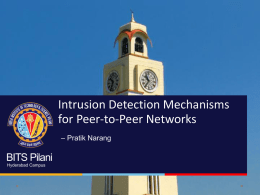 Intrusion Detection Mechanisms for Peer-to