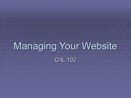 Managing Your Website - University of Scranton