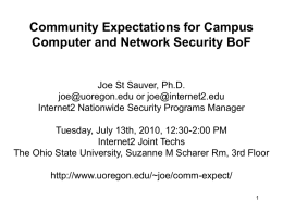 Community Expectations for Campus Computer and Network