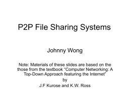 P2P File Sharing Systems - Computer Science Department