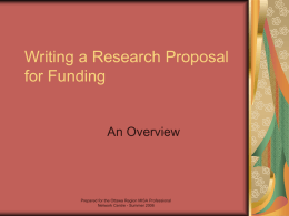 Writing a Research Proposal for Funding